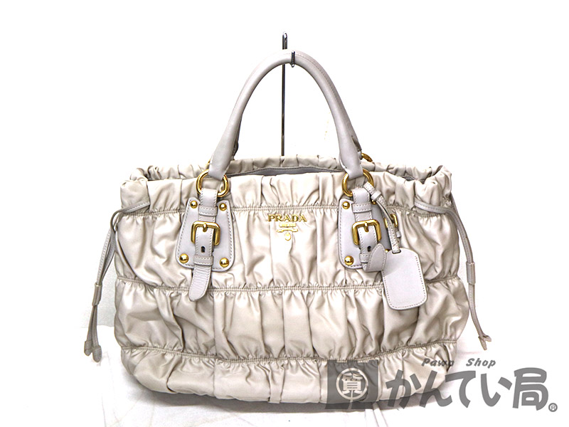 PRADA【プラダ】 BN1788　2WAYバッグ　ホワイト系 レザー×ナイロン　鞄　USED-7　【中古】　a19-6757　質屋　　かんてい局茜部店