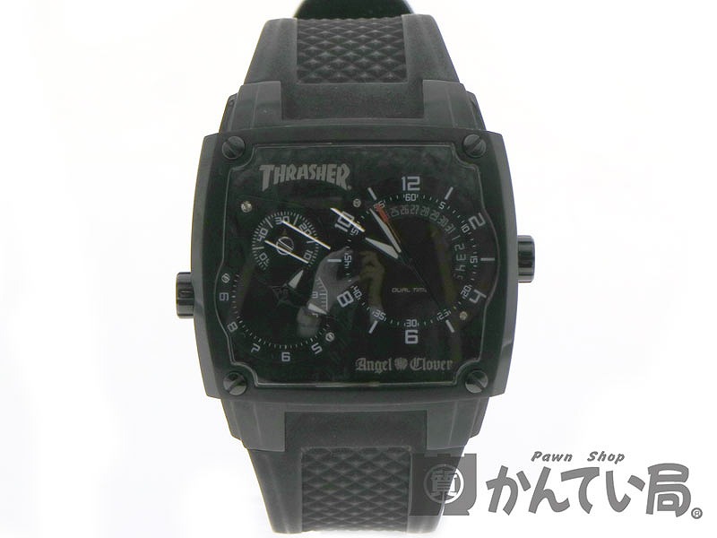 質屋かんてい局オンラインショップ / THRASHER【スラッシャー】 DP44BBP AngelClover エンジェルクローバーコラボ ダブルプレイ  クォーツ 黒文字盤 ステンレス ラバー 【中古】USED-6 質屋かんてい局小牧店 c3100003928500001