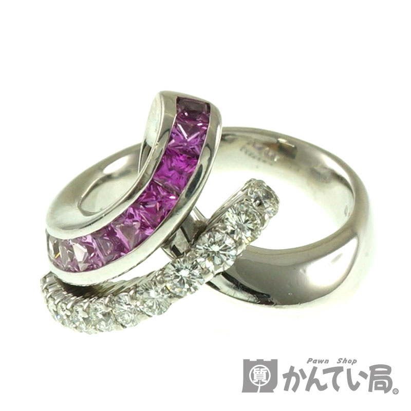 質屋かんてい局オンラインショップ リング 指輪 アクセサリー ジュエリー 宝石 K18wg 18金ホワイトゴールド ピンクサファイア 0 90ct ダイヤモンド0 50ct 約12号 約11 7g 外装仕上げ済み レディース ファッション ノーブランド 中古 Used Sa 9 K