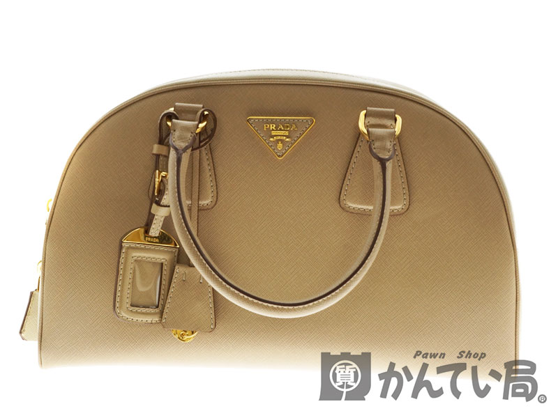 PRADA【プラダ】　BL852B　ハンドバッグ　レザー　ベージュ　オフホワイト　2カラー　三角プレート　ゴールド金具　レディースバッグ　鞄　【中古】　 USED-8　質屋　かんてい局北名古屋店　n3100996928800001