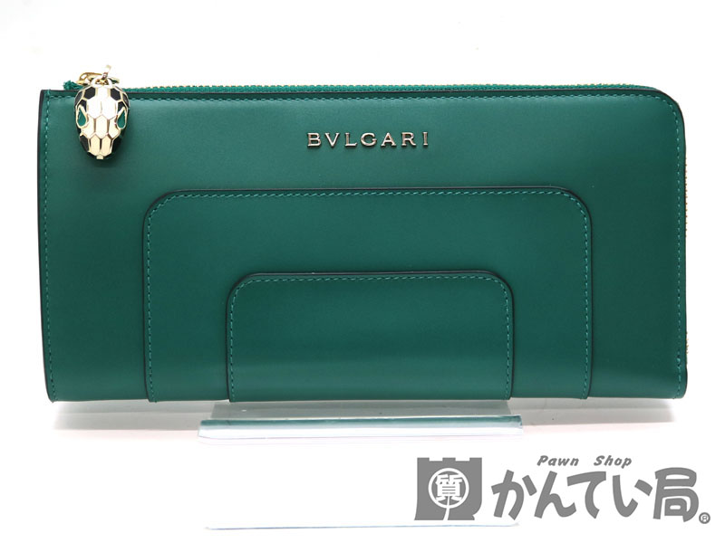 BVLGARI ブルガリ 財布 ミント グリーン ゴールド L字 レディース