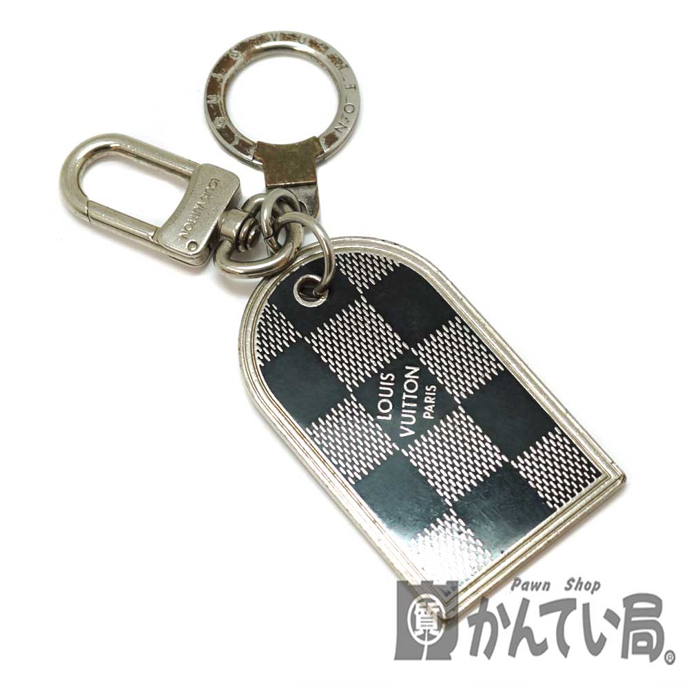 LOUIS VUITTON【ルイヴィトン】M65770 ポルトクレ・ポルトアドレス キーリング キーホルダー ステンレス ザマック  ダミエ・グラフィット シルバー ネームタグ メンズ レディース【中古】 USED-5 質屋 かんてい局北名古屋店 n20-531