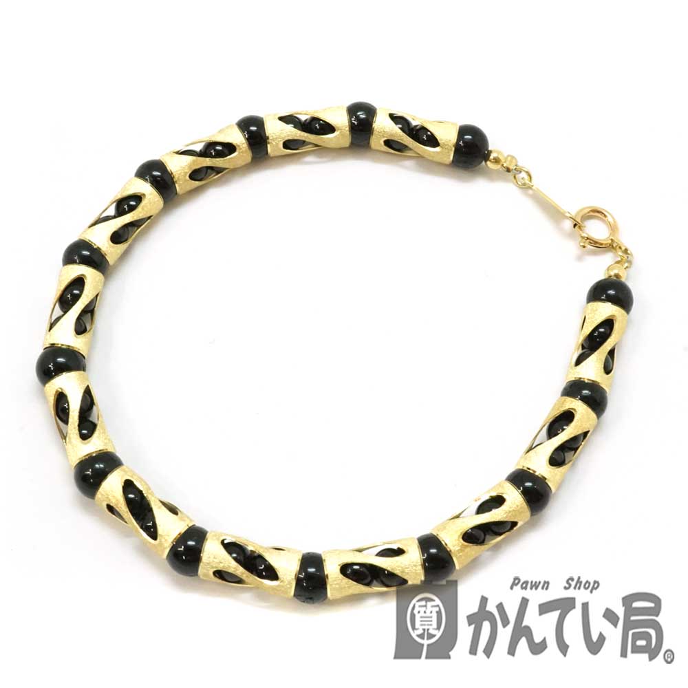 質屋かんてい局オンラインショップ / K18 黒石付ブレスレット 約