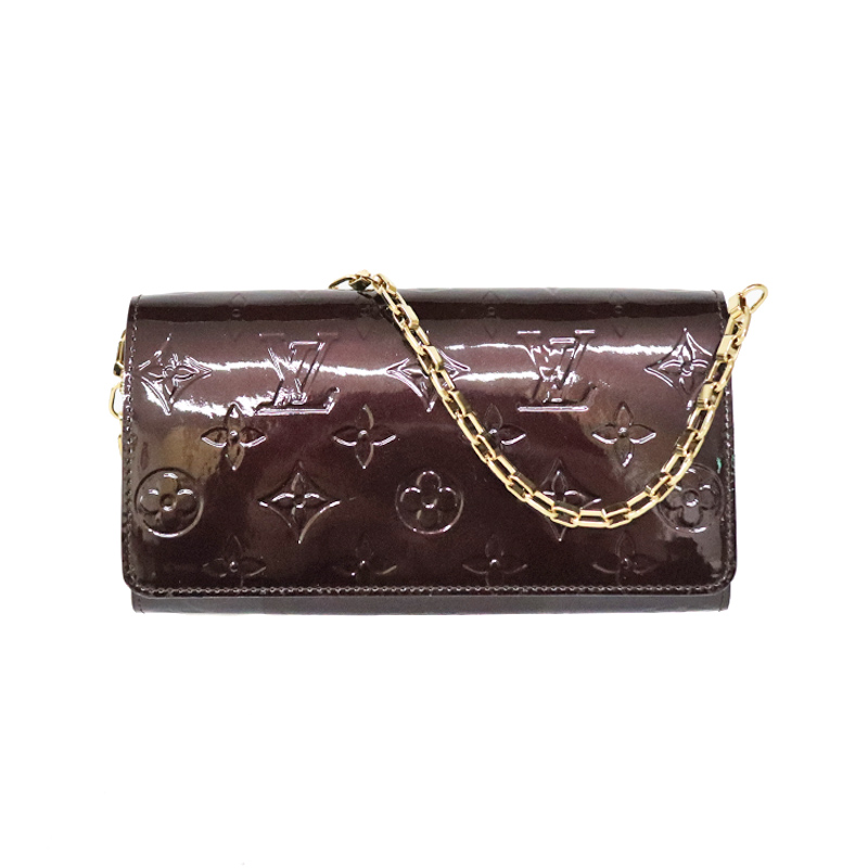 LOUIS VUITTON【ルイ・ヴィトン】M90088 ポルトフォイユ・サラチェーン 長財布 チェーンウォレット ヴェルニ パテントレザー  アマラント ボルドー系 レディース【中古】USED-8 質屋かんてい局小牧店 c22-7428