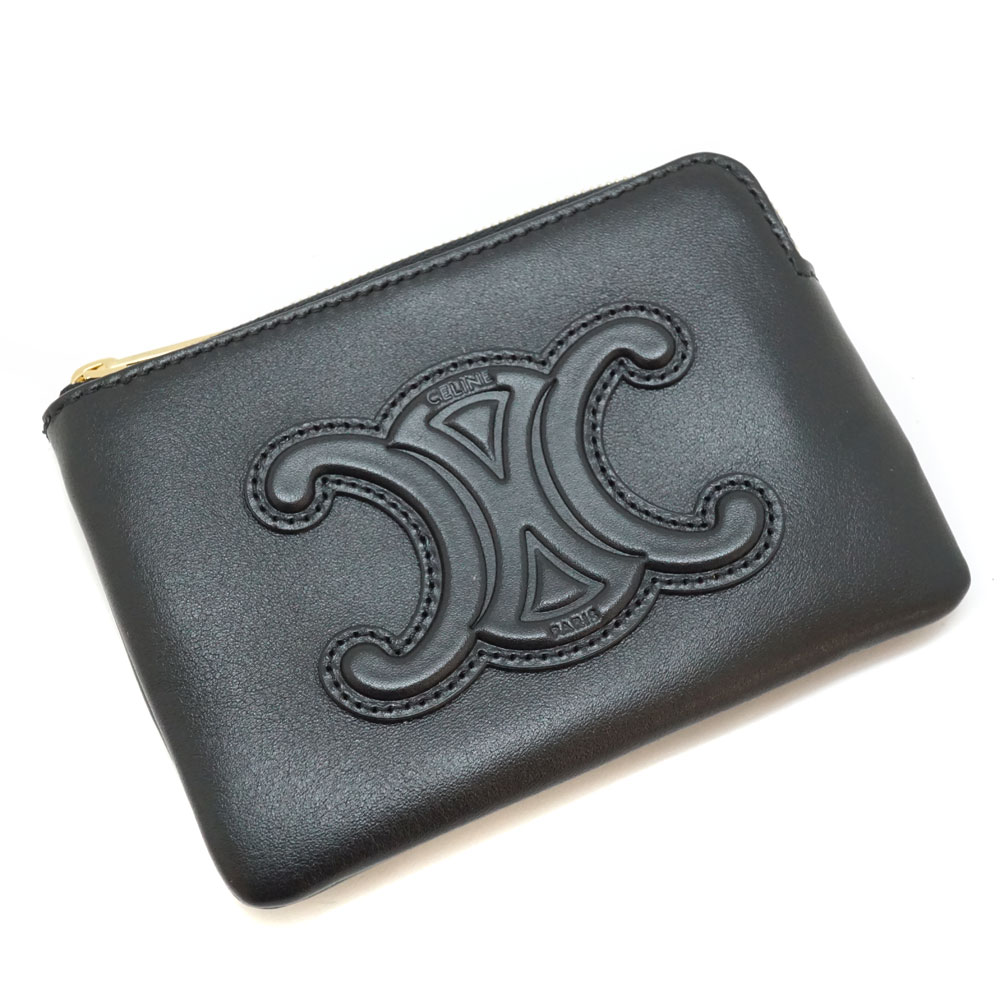 CELINE セリーヌ トリオンフ エンボス ジップ カードホルダー 現行
