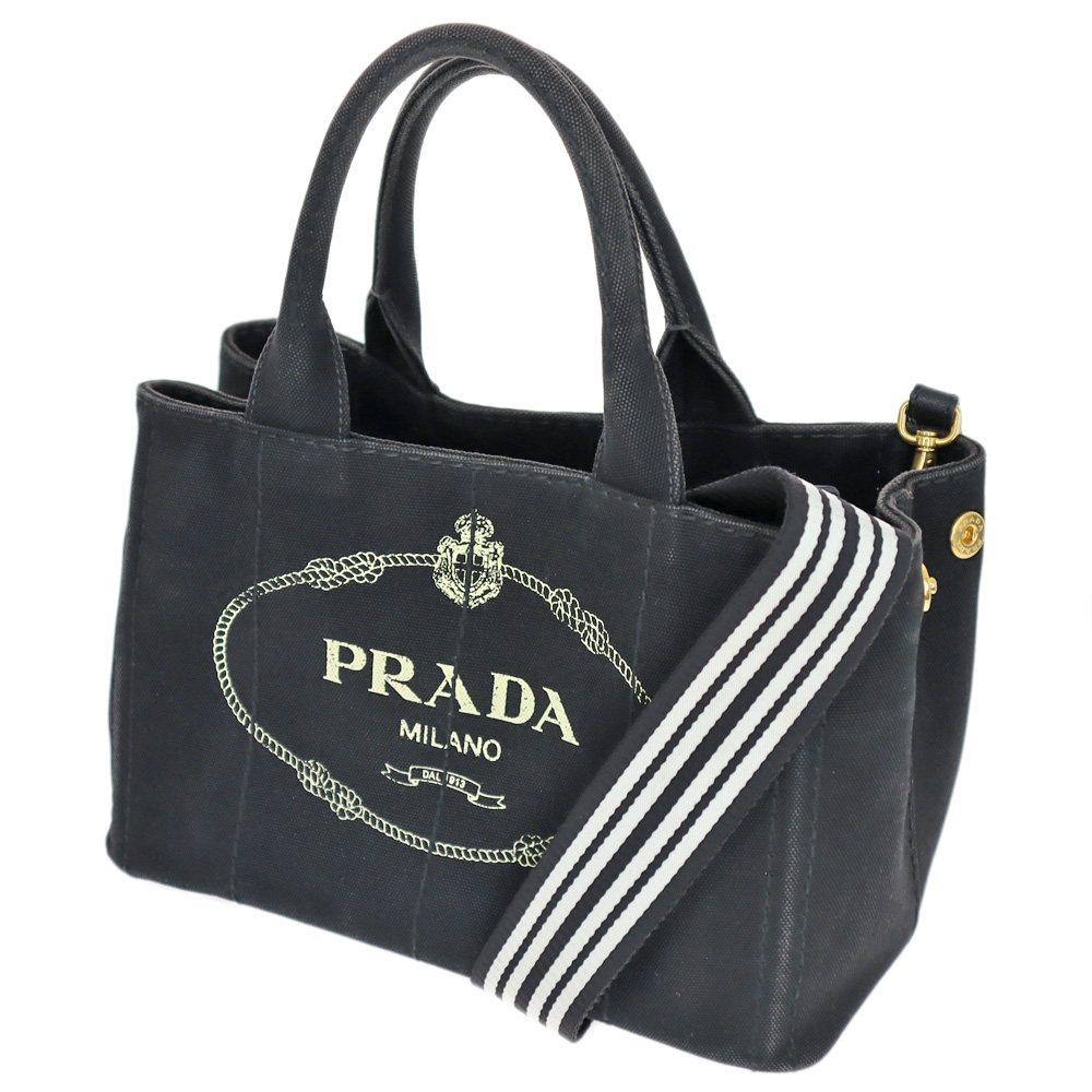 プラダ 1BG439 トートバッグ ブラック PRADA カナパミニ汚れスレ外側