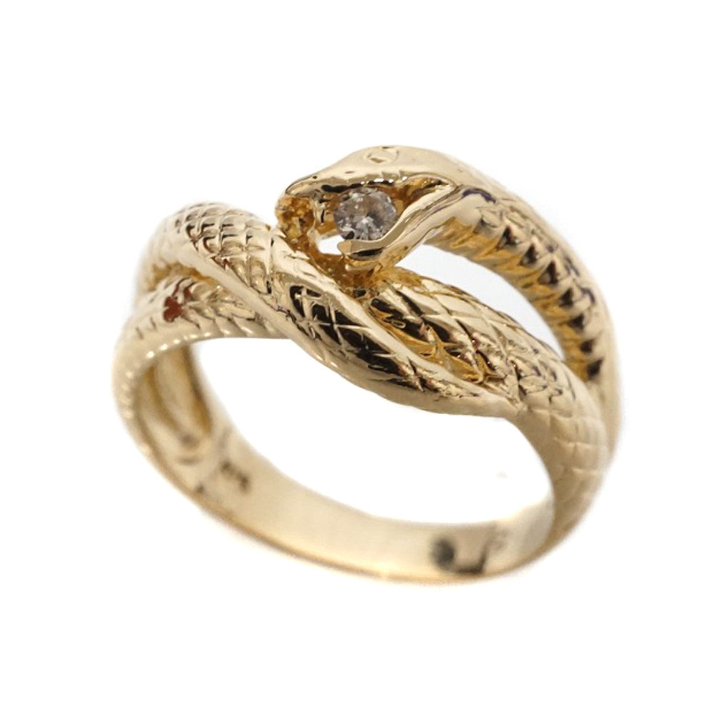 K18 ゴールド D0.05ct ダイヤモンド スネークモチーフ リング ジュエリー アクセサリー 【中古】