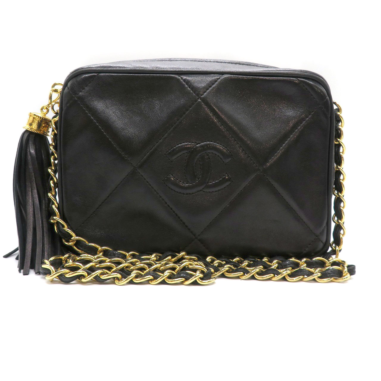 シャネル Chanel チェーンショルダー フリンジ ラムスキン 【中古】