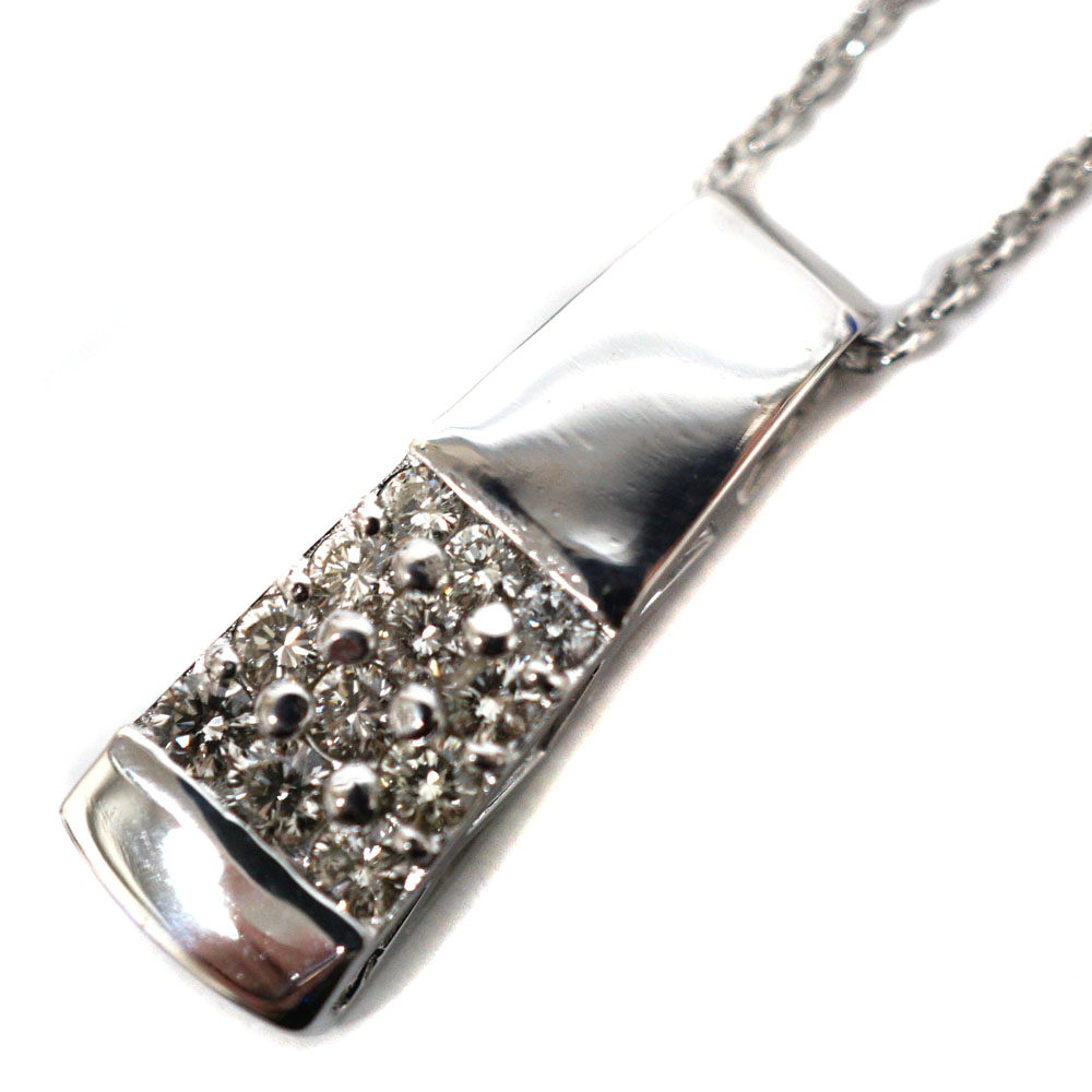 K18WG ホワイトゴールド D0.5ct ネックレス ダイヤモンド ジュエリー アクセサリー 【中古】