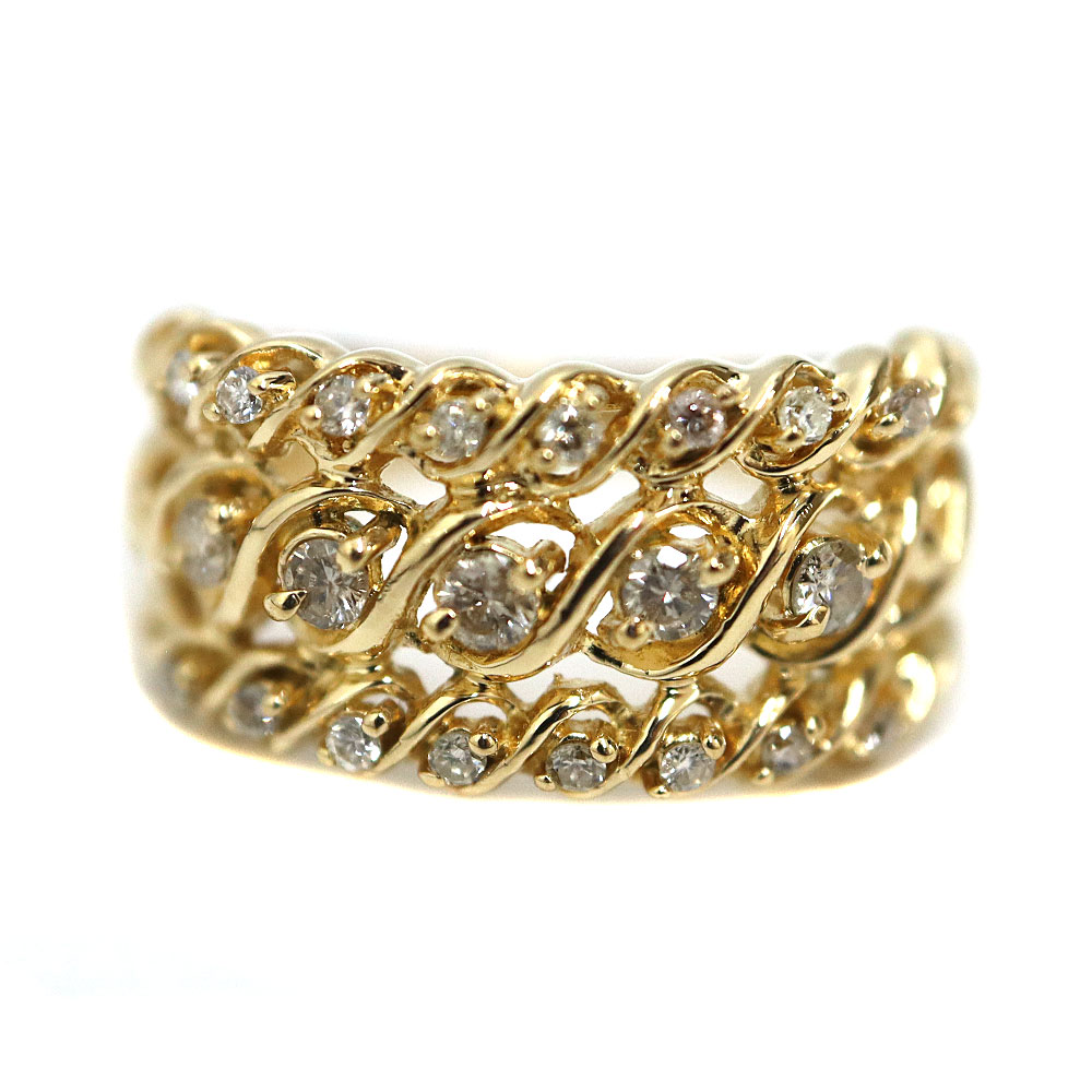 K18YG 18金イエローゴールド ダイヤモンド リング レディース  ゴールド【中古】