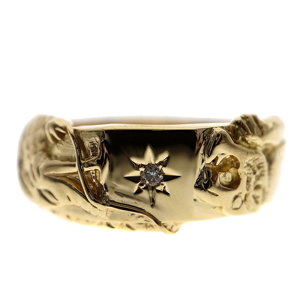 K18 18金 ダイヤモンド リング 指輪 メンズ イエローゴールド【中古】