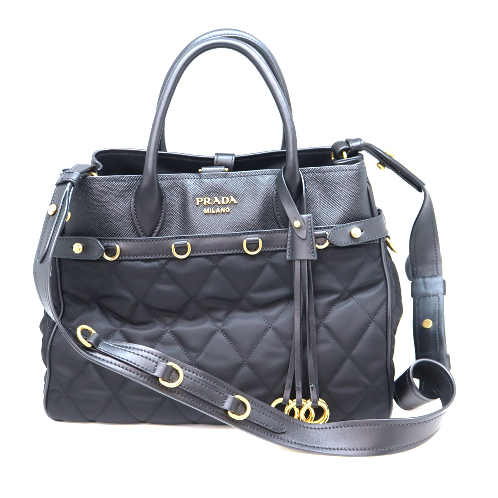 プラダ PRADA バッグ ハンドバッグ ナイロン×レザー 黒 BN2387 -