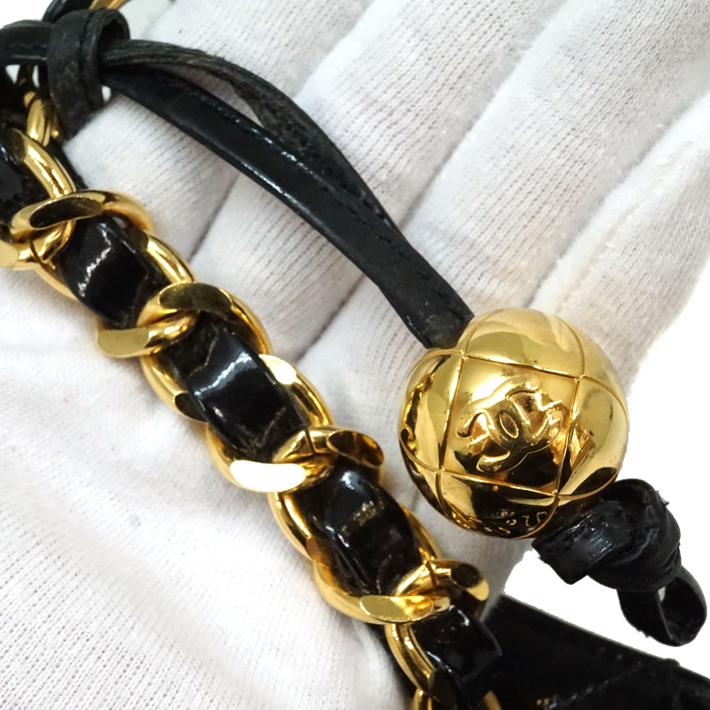 シャネル マトラッセ パテントレザー フリンジ チェーンショルダー