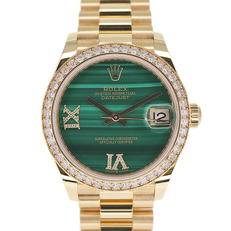 ロレックス Rolex 278288RBR デイトジャスト31 グリーン マラカイト ボーイズ 腕時計【中古】