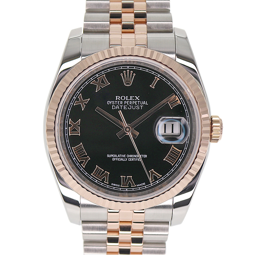 ロレックス Rolex 116231 デイトジャスト ブラック ローマン メンズ 腕時計【中古】