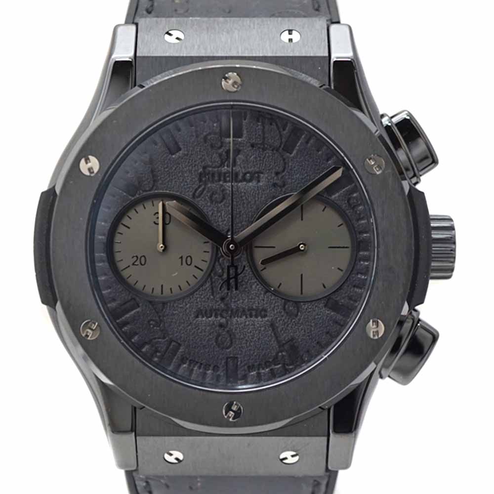 HUBLOT【ウブロ】 521.CM.0500.VR.BER17 ベルルッティ クラシックフュージョン ヴェネツィアレザー オールブラック パティーヌ  スクリットデザイン セラミック ラバー メンズ 腕時計 メンテナンス済み USED-8【中古】質屋かんてい局春日井店 k20-6461