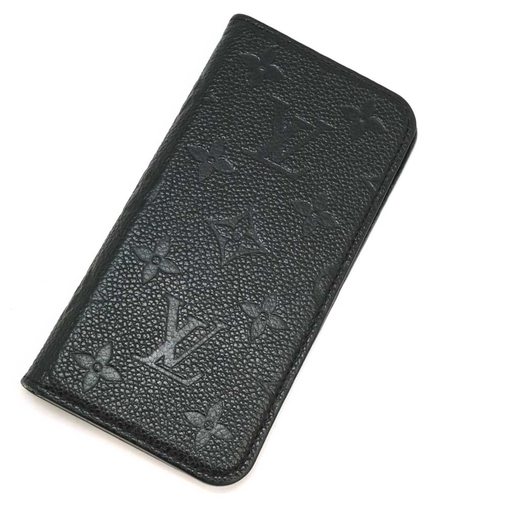 質屋かんてい局オンラインショップ / LOUIS VUITTON【ルイヴィトン】 M63586 iPhoneX iphoneXS アイフォンケース 手帳型  フォリオ モノグラムアンプラント レザー ノワール ブラック系 黒 携帯 スマホ LV 小物 【中古】USED-6 質屋 かんてい局北名古屋店  n21-393