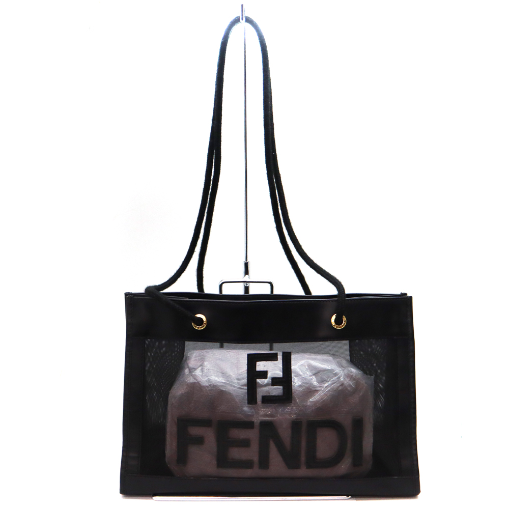 フェンディ Fendi 228-259840-259 メッシュハンドバッグ ブラック 【中古】