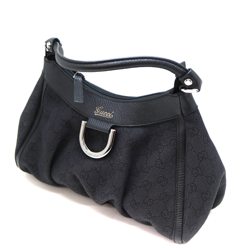 GUCCI 【グッチ】265692　ハンドバッグ　レザー　キャンバス　ブラック系　USED-8【中古】　A21-833　質屋　かんてい局茜部店