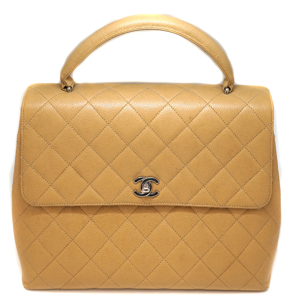 シャネル Chanel A12397 ハンドバッグ キャビアスキン ケリー型 ベージュ 鞄【中古】
