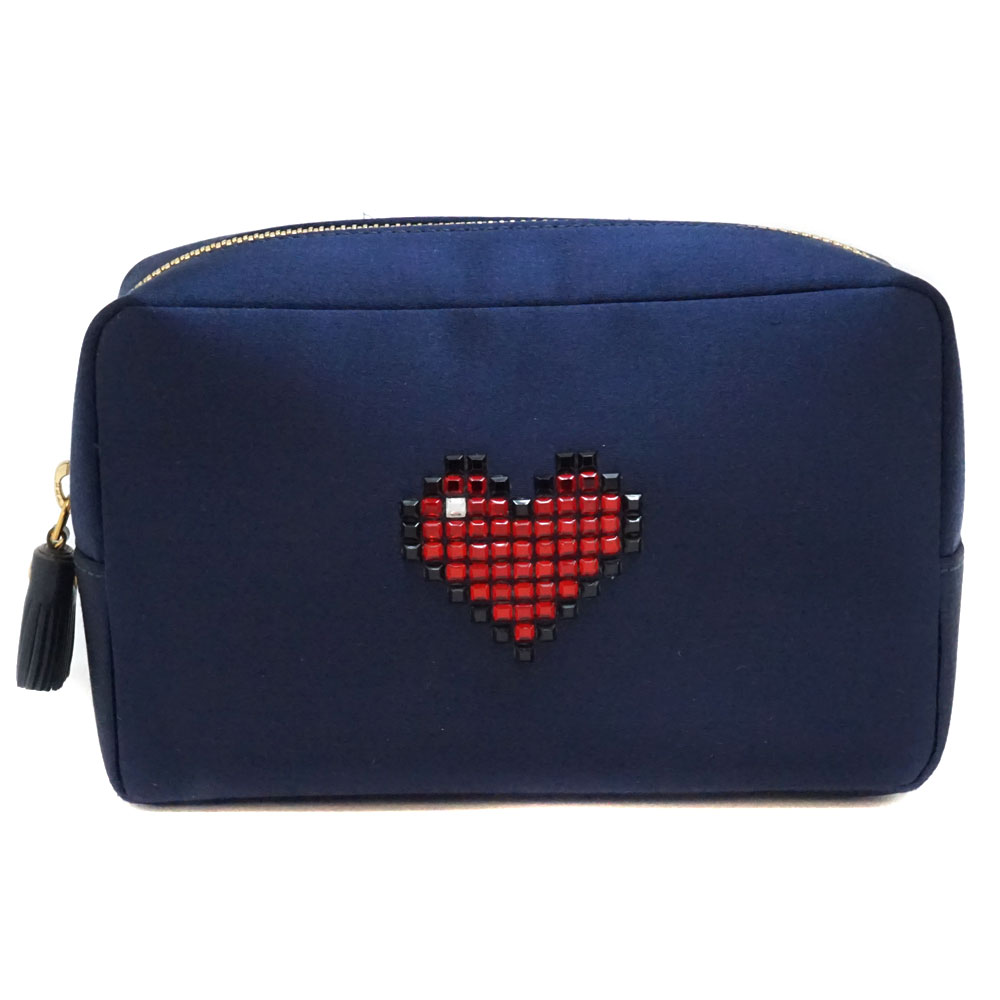 Anya Hindmarch IMPORTANT THINGSポーチ ネイビー Anya Hindmarch】Important Things Scribble レザー ポーチ