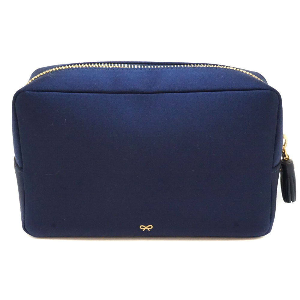 Anya Hindmarch IMPORTANT THINGSポーチ ネイビー Anya Hindmarch】Important Things Scribble レザー ポーチ