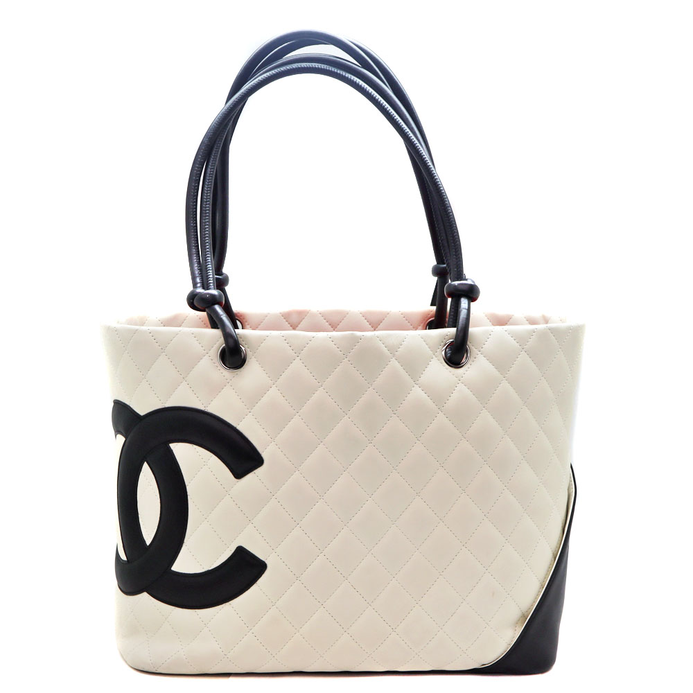 シャネル Chanel A25169 カンボンライン ラージトートバッグ 鞄 ホワイト ブラック【中古】