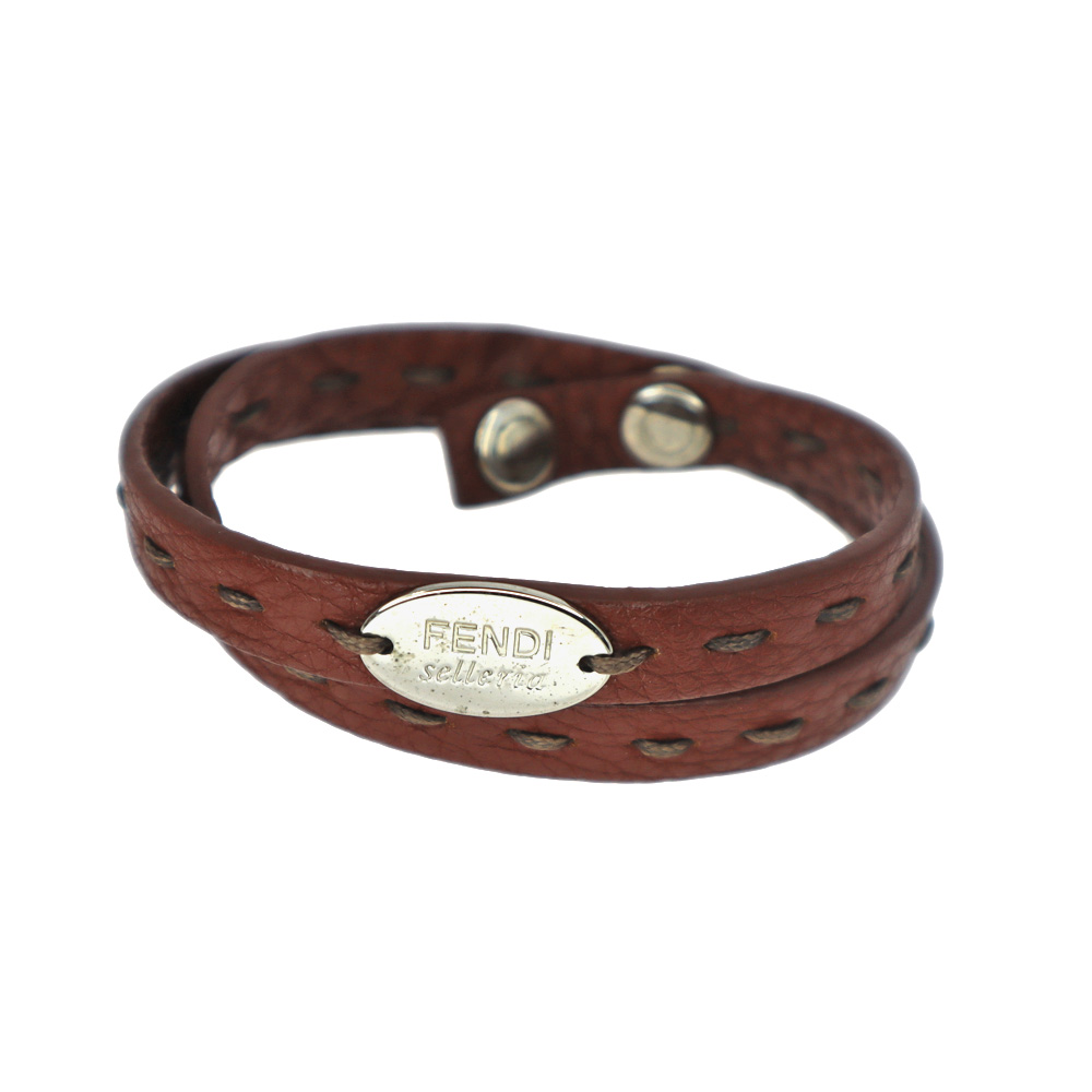 FENDI (フェンディ) ベルト ブラウン レザー シルバー金具 質屋かん  