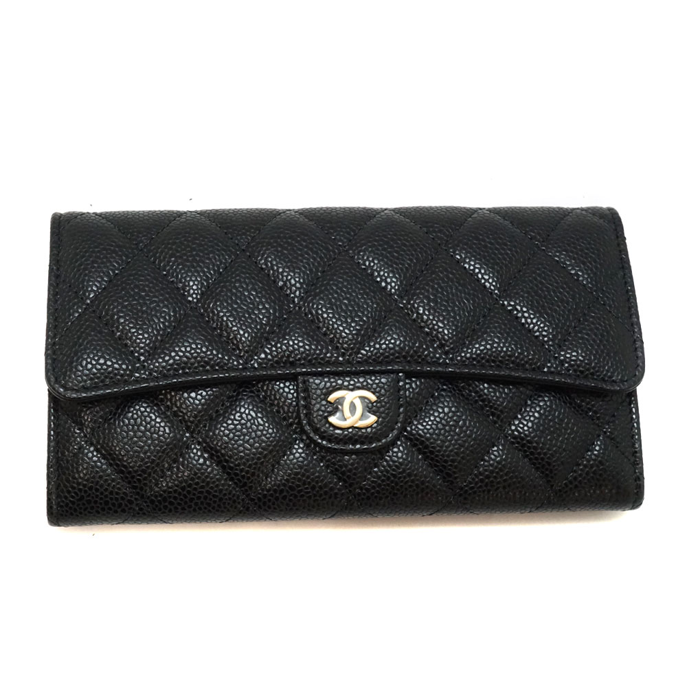 シャネル Chanel AP0241 クラシックロングフラップウォレット 二つ折り長財布 ブラック 財布【中古】