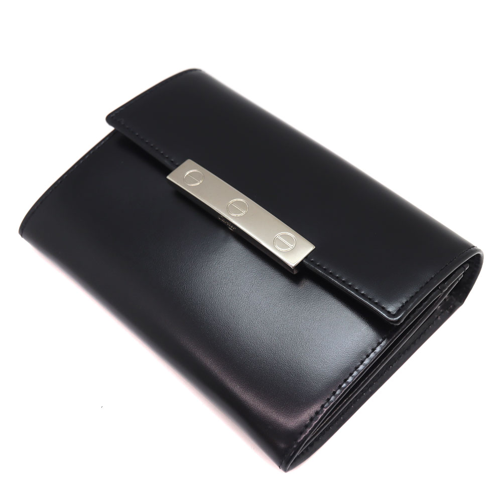 カルティエ Cartier L3000743 ラブシリーズ 二つ折り財布 ブラック【中古】