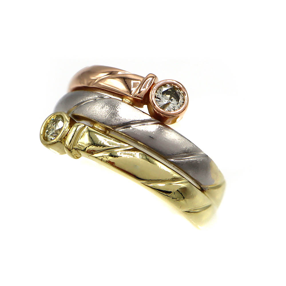 K18 Pt900 D0.17ct リング 指輪 イエローゴールド ピンクゴールド プラチナ ダイヤモンド レディース 【中古】