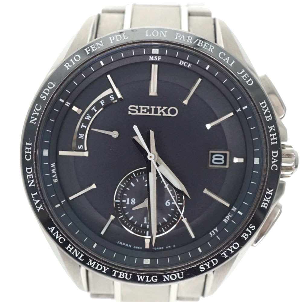 SEIKO【セイコー】 SAGA233 8B63-0AA0 BRIGHTZ 電波 ソーラー 電波時計 腕時計メンズ ウォッチ ブラック系文字盤  シルバー系 チタン ビジネス【中古】 USED-7 質屋 かんてい局細畑店 h2200063