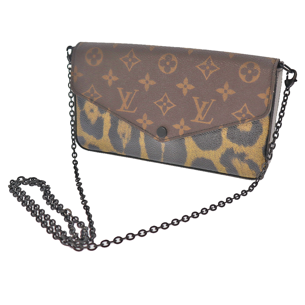 LOUIS VUITTON【ルイ・ヴィトン】M62002 ポシェット・フェリーチェ ショルダーバッグ クラッチバッグ 斜め掛け 鞄 かばん ウォレット  さいふ モノグラムレオパード PVC ヒョウ柄 ブラウン系 ブラック イエロー系 レディース【中古】USED-6 質屋かんてい局春日井店 ...