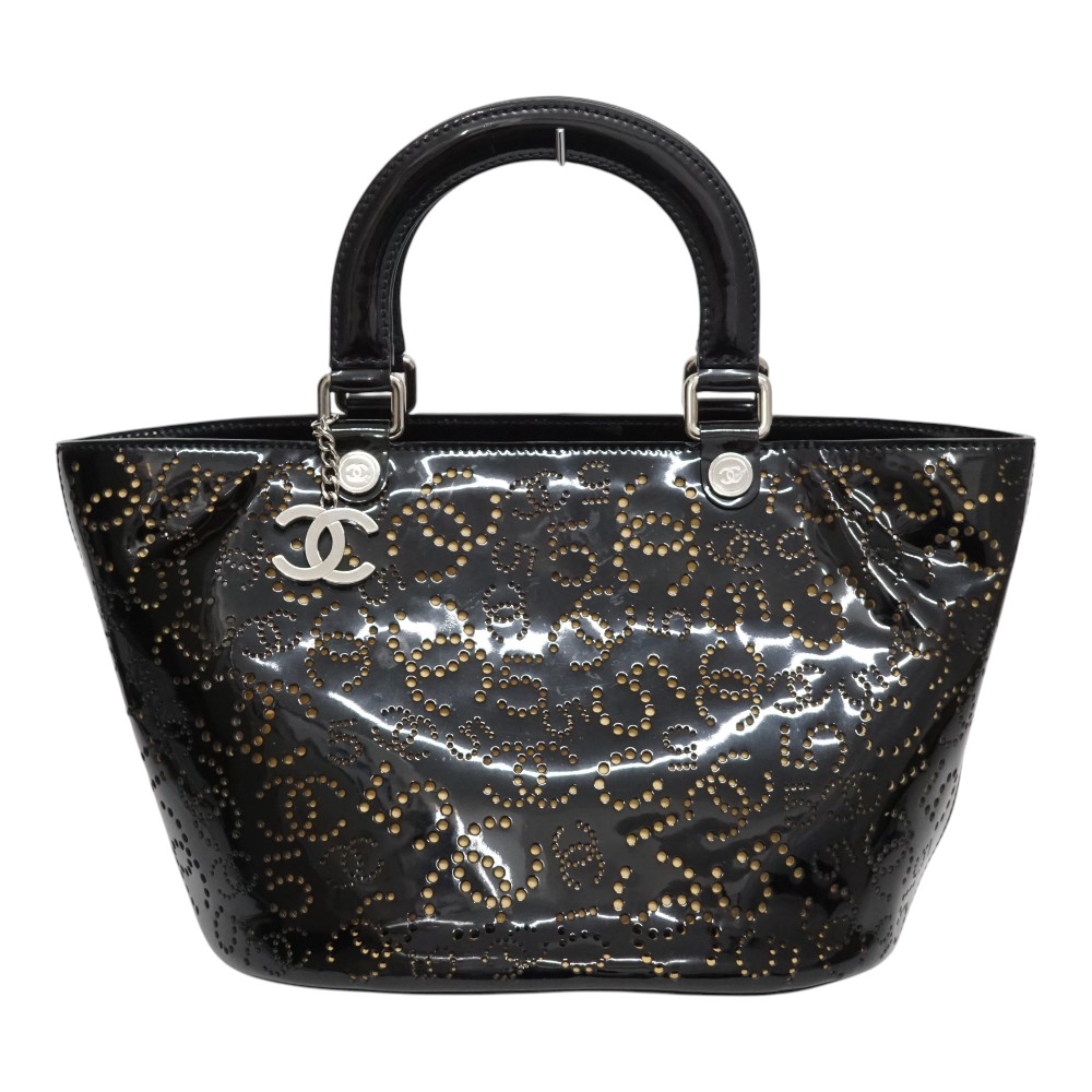 シャネル Chanel No5  ハンドバッグ エナメル ブラック 【中古】