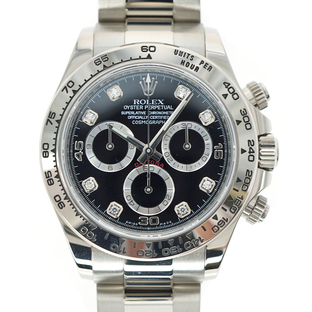 ROLEX【ロレックス】116509G コスモグラフ デイトナ クロノグラフ ダイヤ 黒文字盤 ランダム ルーレット 2019年発行ギャラ付き 自動巻き オートマチック K18WG(ホワイトゴールド) 金無垢 メンズ 腕時計【中古】USED-9【質屋かんてい局北名古屋店】n22-281