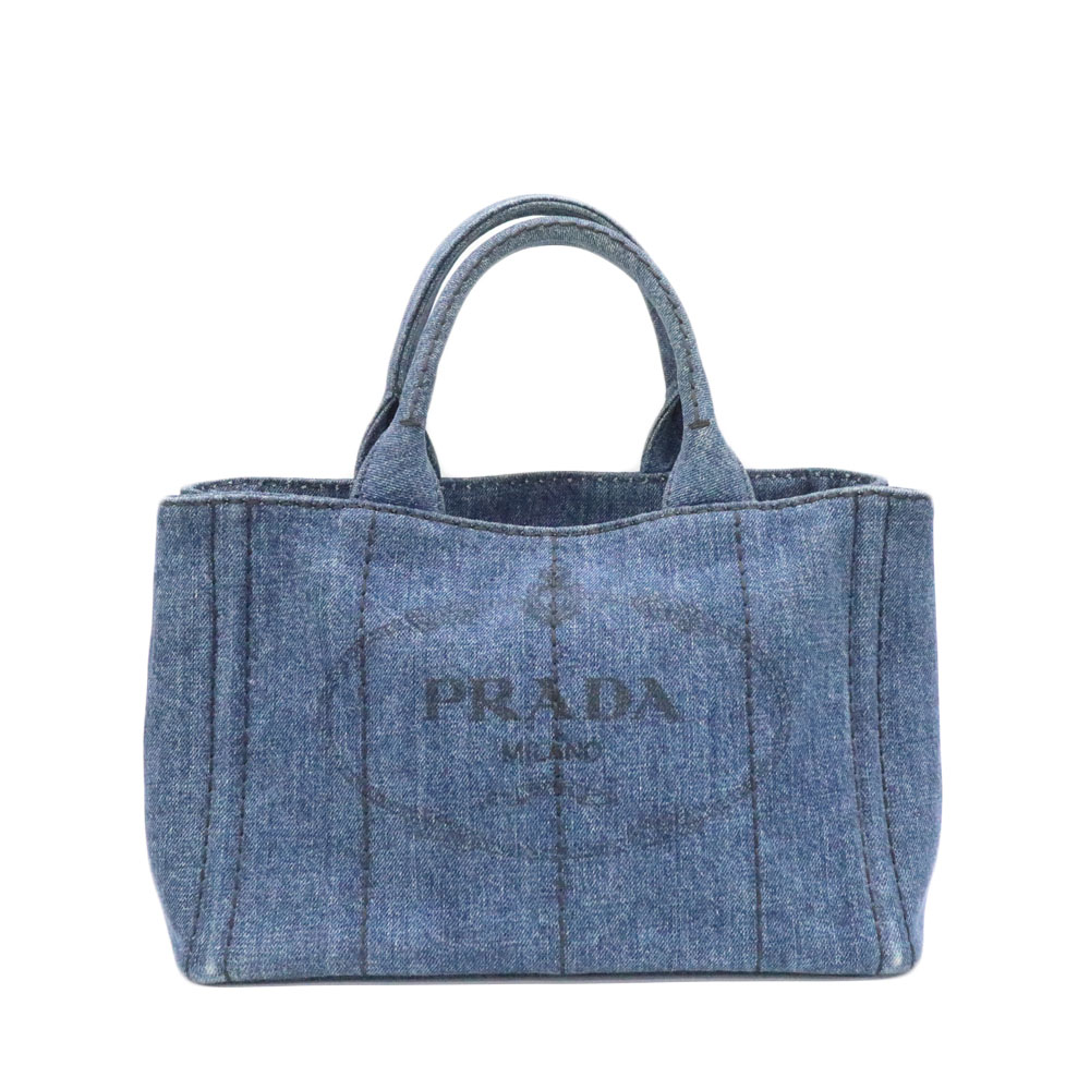 プラダ  PRADA B2439G カナパトートバッグ ブルー ※ショルダーストラップ欠品【中古】
