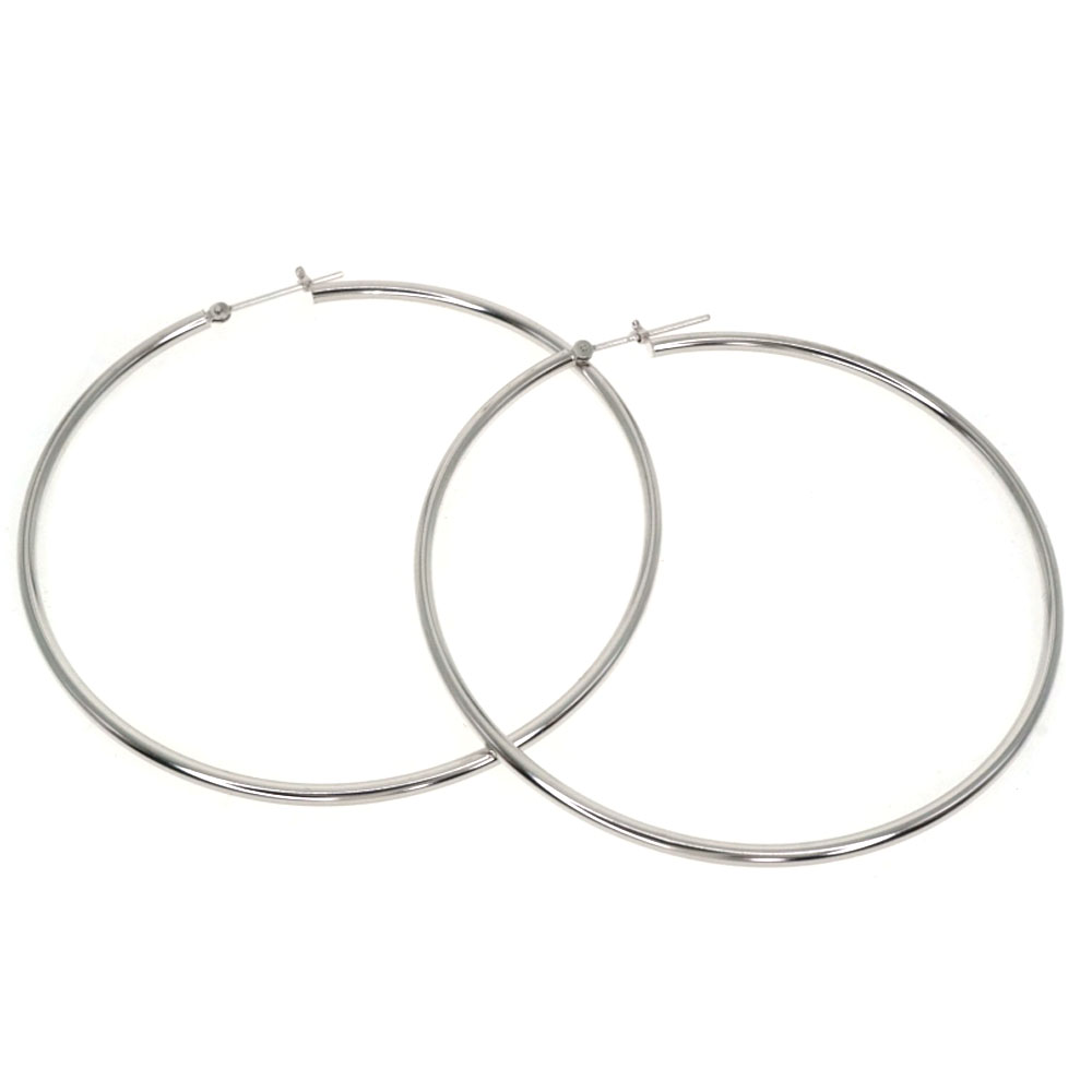 K14WG フープピアス ホワイトゴールド シルバー系 約3.0g 大きめ シンプル レディース アクセサリー ノーブランドジュエリー 【中古】 USED-8 質屋 かんてい局細畑店 h2200869