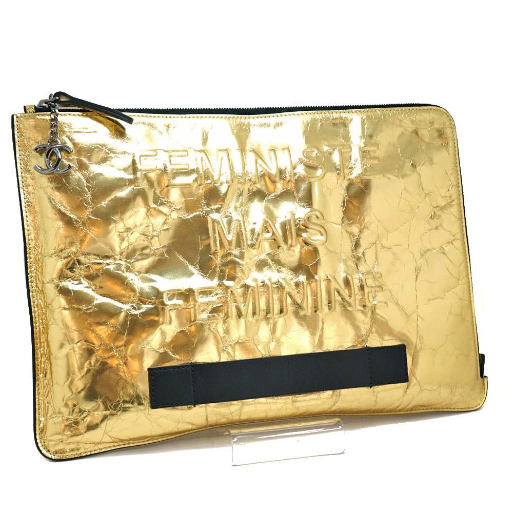 質屋かんてい局オンラインショップ / CHANEL【シャネル】A82164 クラッチバッグ セカンドバッグ ゴールド 金色 メタリック レザー
