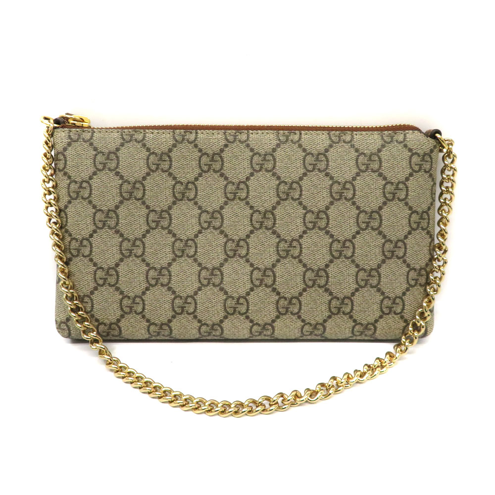 GUCCI 【グッチ】 428449 シグネチャーリストウォレット 財布 バッグ 一体型 GGスプリーム ベージュ系 ゴールド金具 コンパクト パーティーバッグ 美品 鞄 小物 レディース 【中古】 USED-10 質屋かんてい局細畑店 h23-654