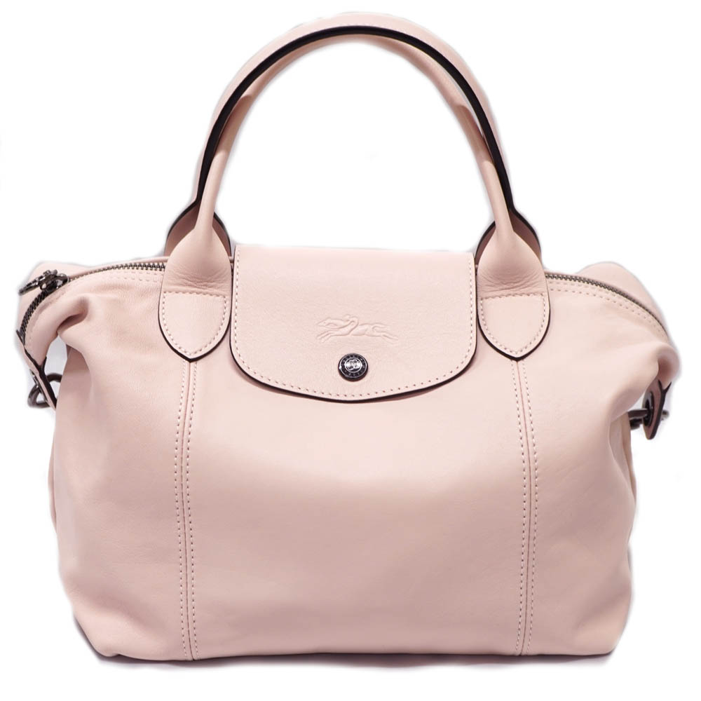 ロンシャンルプリアージュキュイール革ピンク