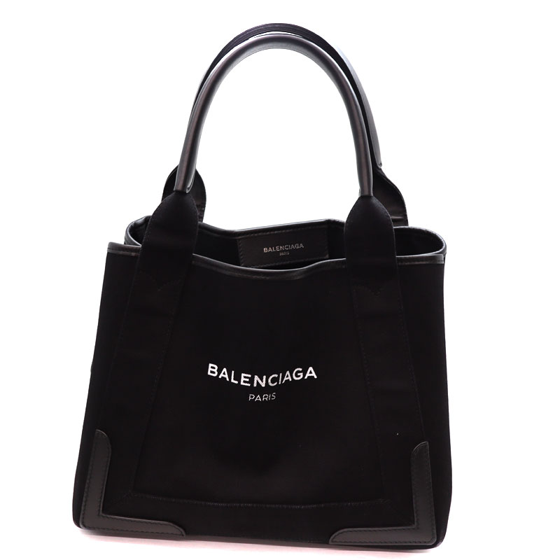 BALENCIAGA【バレンシアガ】　339933　ネイビーカバス　鞄　ハンドバッグ　キャンバス　レザー　ブラック系　レディース　USED-6　【中古】　A21-1408　質屋　かんてい局茜部店