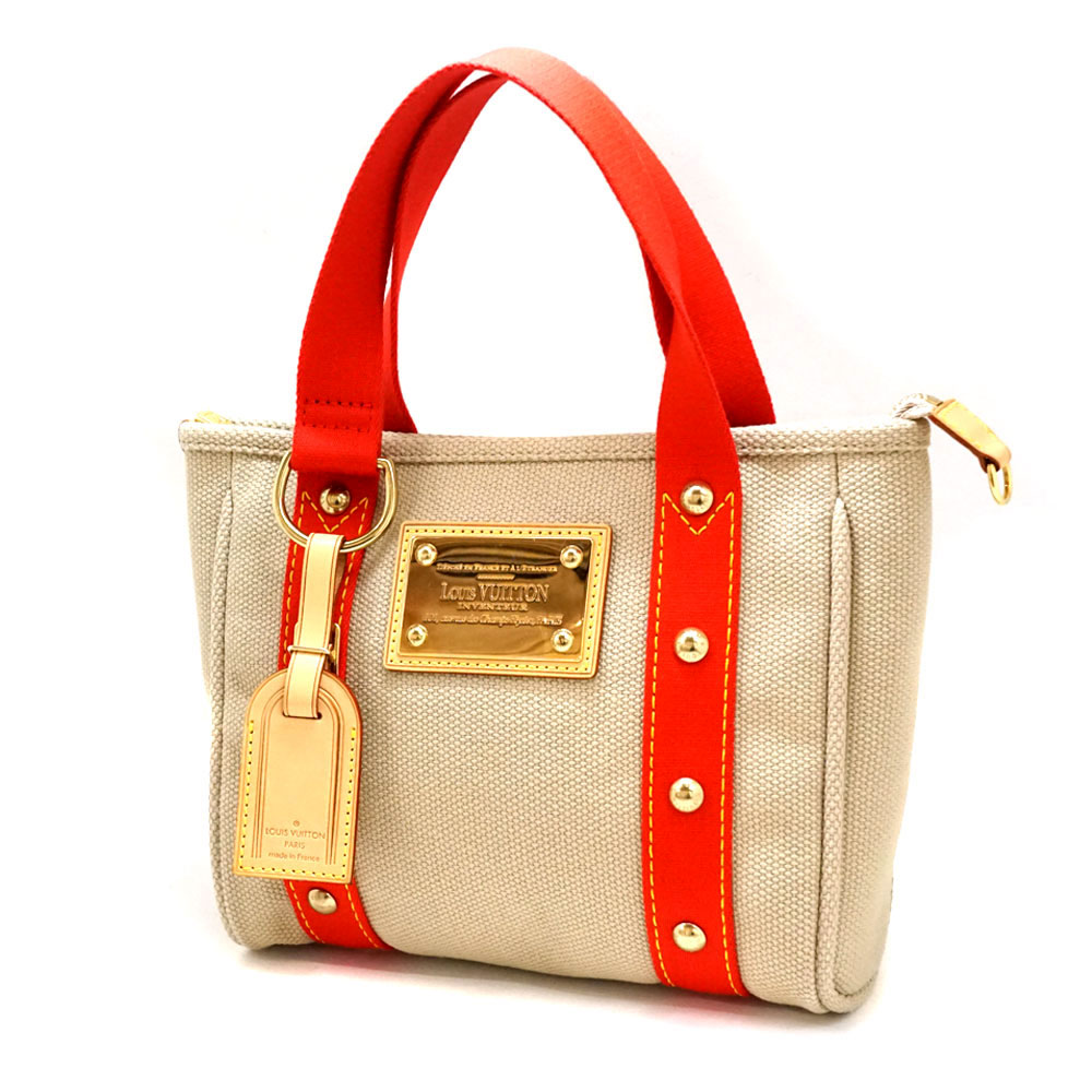 LOUIS　VUITTON【ルイヴィトン】 M40038 アンティグア  カバPM ハンドバッグ キャンバス ベージュ系×レッド系 レディース かばん 鞄 【中古】USED-8質屋かんてい局北名古屋店　n21-857
