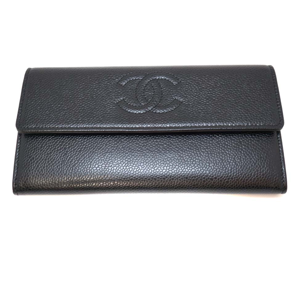 シャネル Chanel A50070 ファスナー付長財布 二つ折り 長財布 ブラック 【中古】