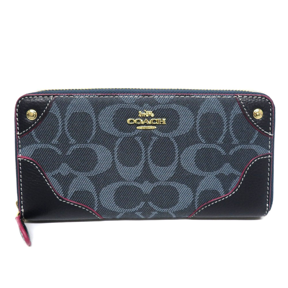 質屋かんてい局オンラインショップ / COACH 【コーチ】 53769 ラウンドファスナー 長財布 ウォレット レザー デニム ブルー系