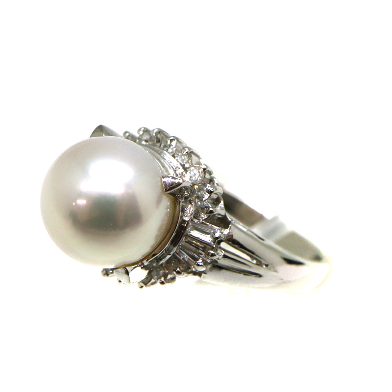 プラチナ900 パールリング　指輪　真珠　ダイヤモンド