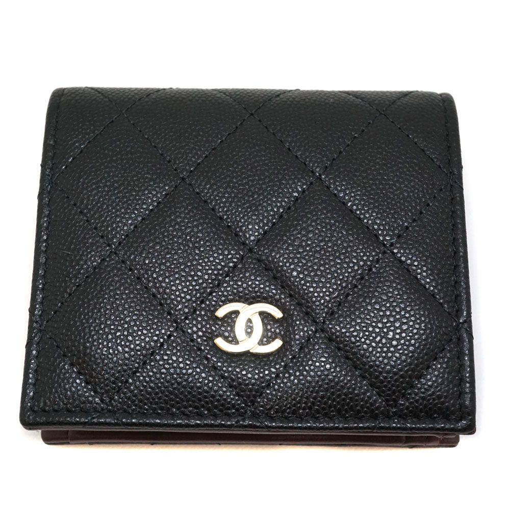 シャネル ChanelAP3178 二つ折り財布 コンパクト ブラック 【中古】
