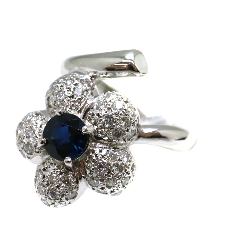 プラチナ900サファイア・ダイヤモンドリング 10号 新品仕上げ済み