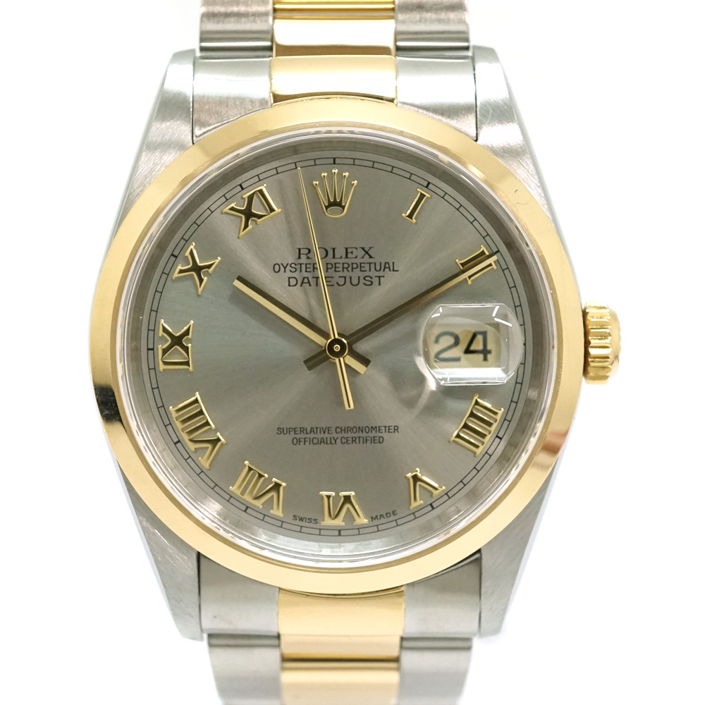 ROLEX【ロレックス】16203　デイトジャスト U番　1997年～1998年頃製造　グレー　メンズ 腕時計 自動巻 オートマチック　ドレス　ステンレススチール K18YG イエローゴールド オーバーホール 仕上げ済　オイスターブレス【中古】USED-9 質屋 かんてい局北名古屋店 n23-585