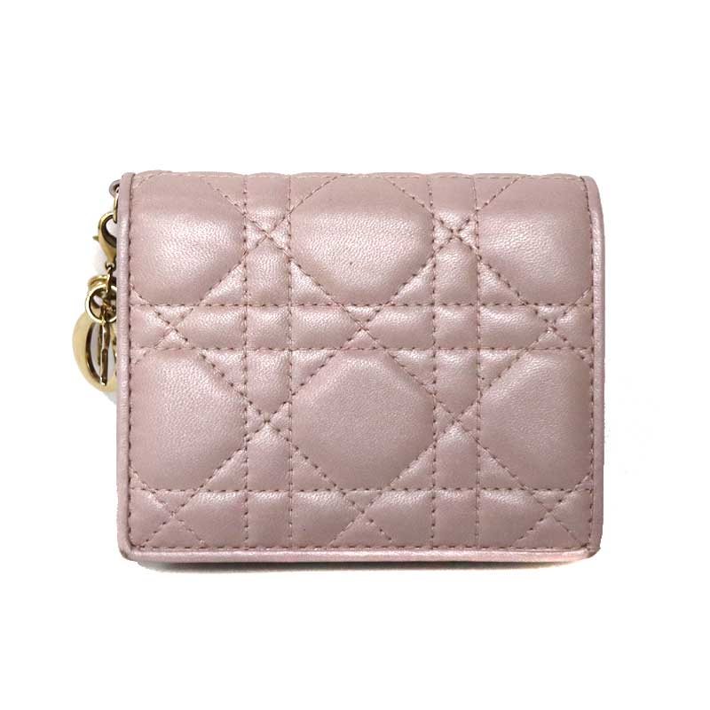 クリスチャンディオール Christian Dior 33-MA-0241 二つ折り財布 コンパクトウォレット ピンク【中古】