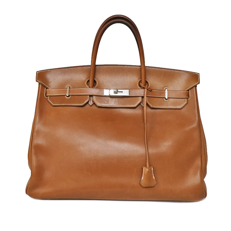 HERMES【エルメス】バーキン 40cm　ブラウン系×シルバー金具  推定ヴァッシュorバレニア　レザー　本革 レディース　ハンドバッグ　□C刻印【中古】USED-6　質屋かんてい局　小牧店　c21-751